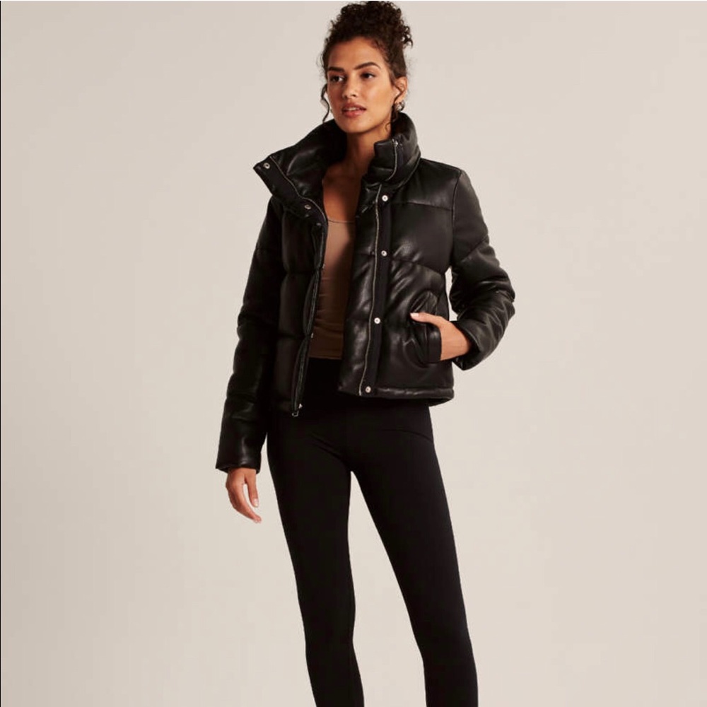 Abercrombie vegan leather mini puffer